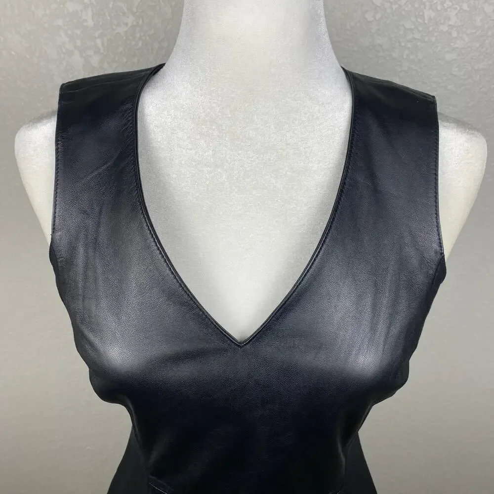 Banana Republic Black Sheath Midi Dress V-Neck Sleeveless - Picture 4 of 14